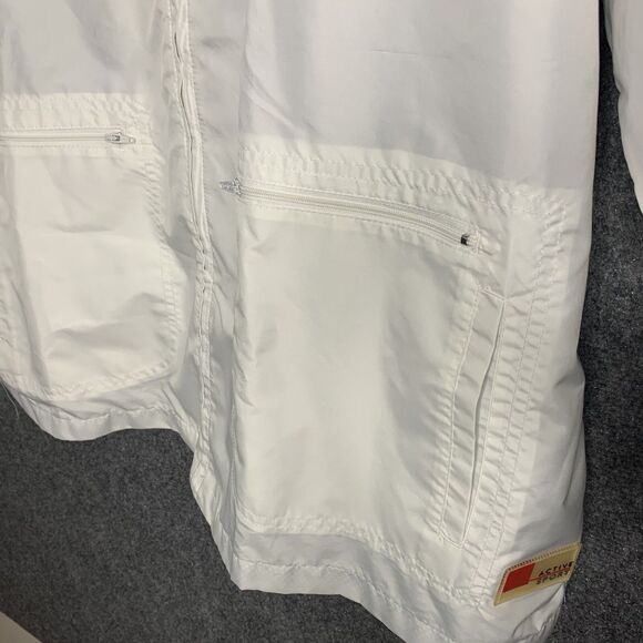 Avenue Sport White Hooded Full Zip Windbreaker Jacket Women 18/20 Zipper Pockets - Picture 9 of 14